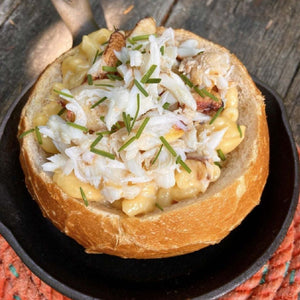 Dungeness Crab Mac & Cheese in a Sourdough Bread Bowl